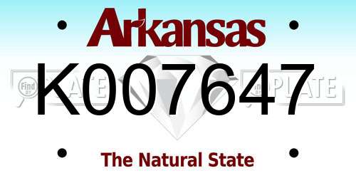 K007647 Arkansas License Plate