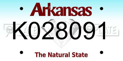 K028091 Arkansas License Plate