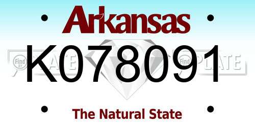 K078091 Arkansas License Plate
