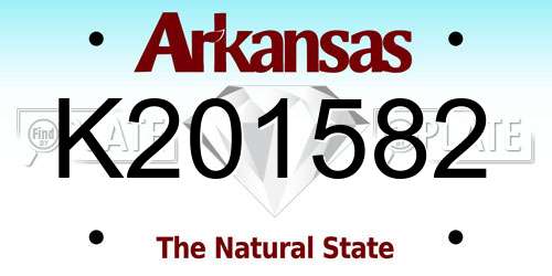 K201582 Arkansas License Plate