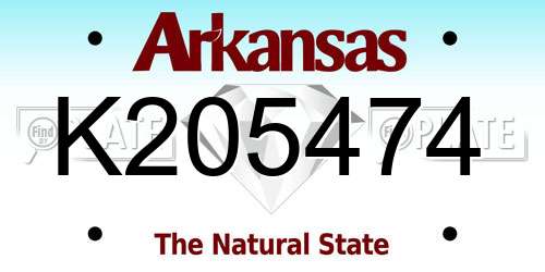 K205474 Arkansas License Plate