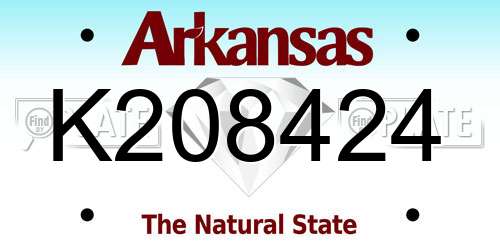 K208424 Arkansas License Plate