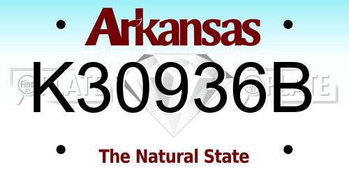 K30936B Arkansas License Plate