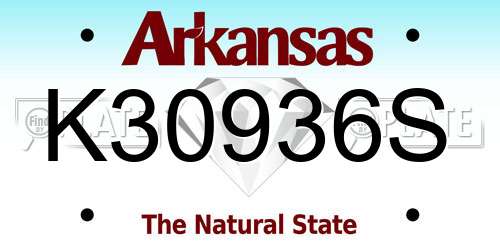 K30936S Arkansas License Plate