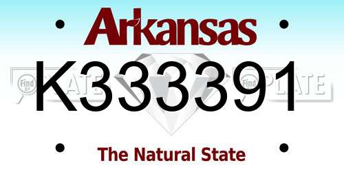 K333391 Arkansas License Plate