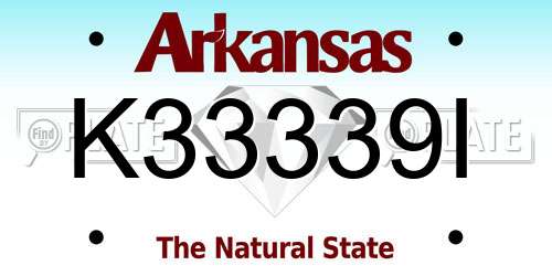 K33339I Arkansas License Plate