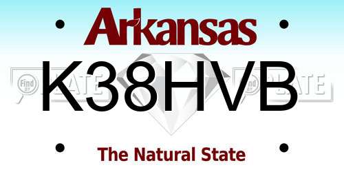 K38HVB Arkansas License Plate