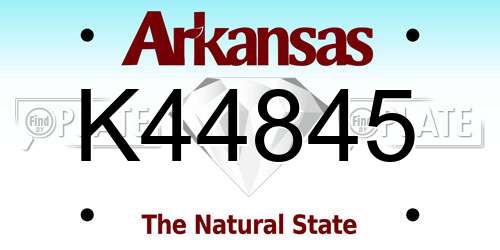 K44845 Arkansas License Plate