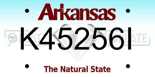K45256I Arkansas License Plate