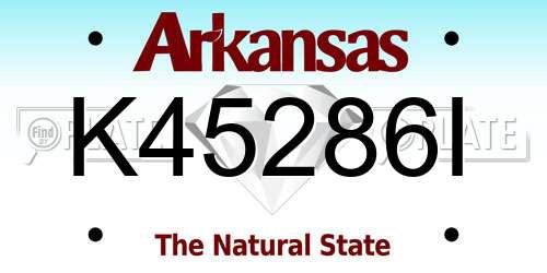 K45286I Arkansas License Plate