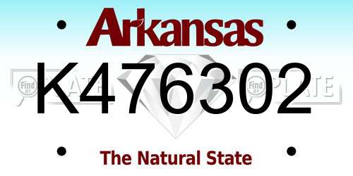 K476302 Arkansas License Plate