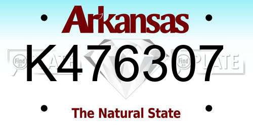 K476307 Arkansas License Plate