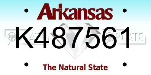 K487561 Arkansas License Plate
