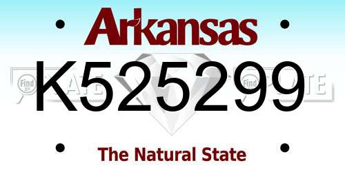 K525299 Arkansas License Plate