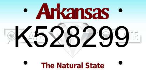 K528299 Arkansas License Plate