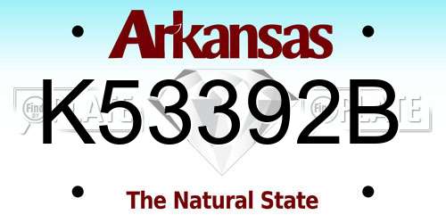 K53392B Arkansas License Plate