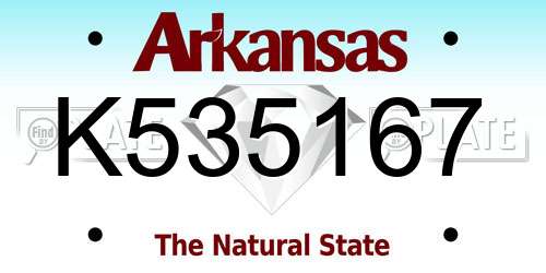K535167 Arkansas License Plate