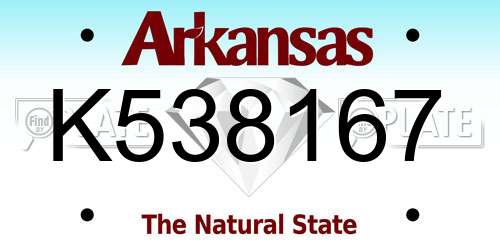 K538167 Arkansas License Plate