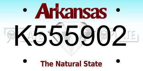 K555902 Arkansas License Plate