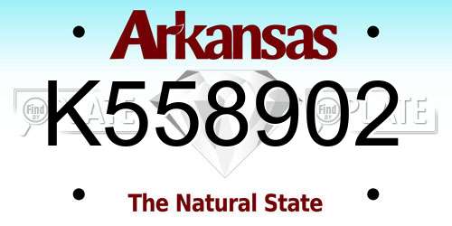 K558902 Arkansas License Plate
