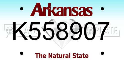 K558907 Arkansas License Plate
