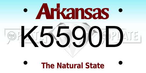 K5590D Arkansas License Plate