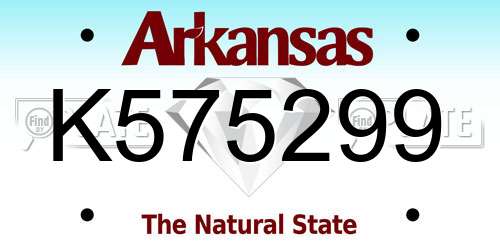 K575299 Arkansas License Plate