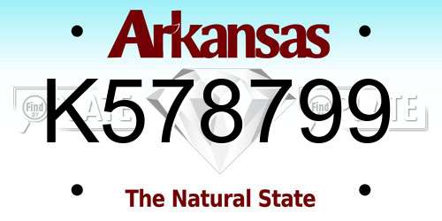 K578799 Arkansas License Plate