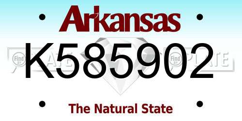 K585902 Arkansas License Plate