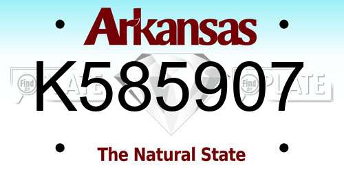 K585907 Arkansas License Plate