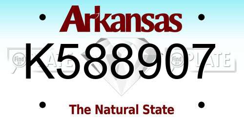 K588907 Arkansas License Plate