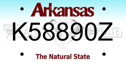K58890Z Arkansas License Plate