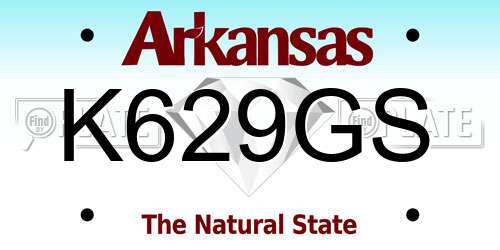 K629GS Arkansas License Plate