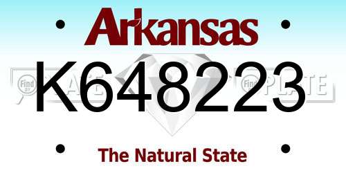 K648223 Arkansas License Plate