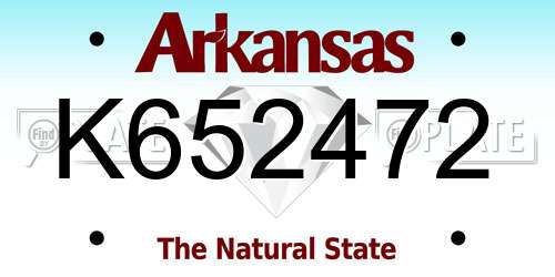 K652472 Arkansas License Plate
