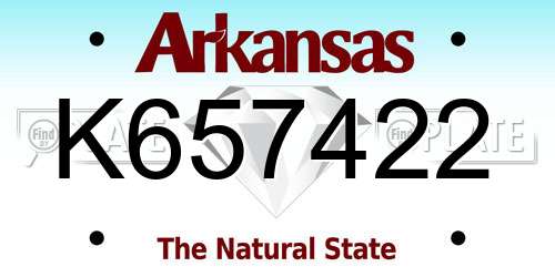 K657422 Arkansas License Plate
