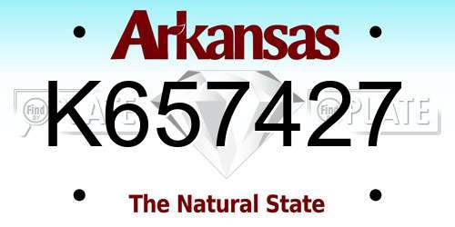 K657427 Arkansas License Plate