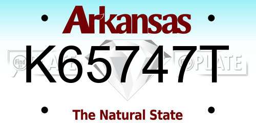 K65747T Arkansas License Plate