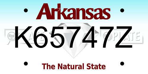K65747Z Arkansas License Plate