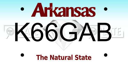 K66GAB Arkansas License Plate