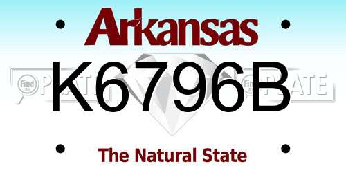 K6796B Arkansas License Plate