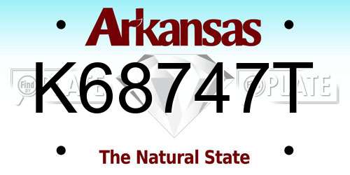 K68747T Arkansas License Plate