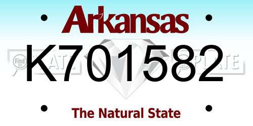 K701582 Arkansas License Plate