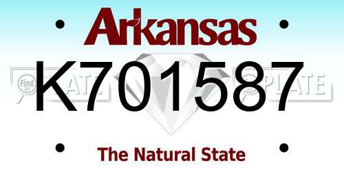 K701587 Arkansas License Plate