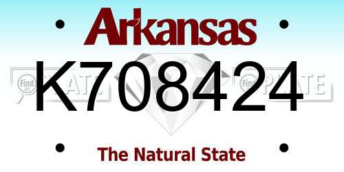 K708424 Arkansas License Plate