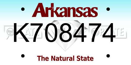 K708474 Arkansas License Plate