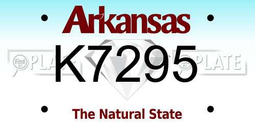 K7295 Arkansas License Plate
