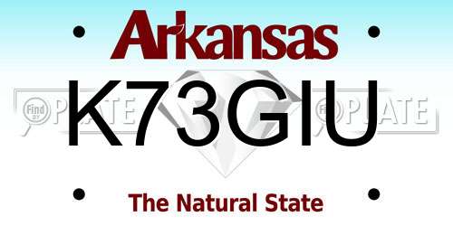 K73GIU Arkansas License Plate