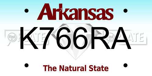 K766RA Arkansas License Plate