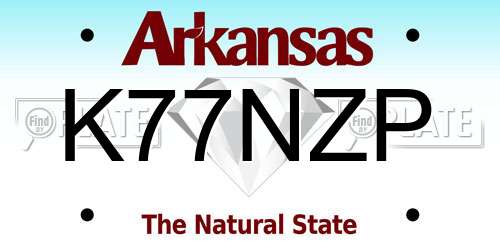 K77NZP Arkansas License Plate